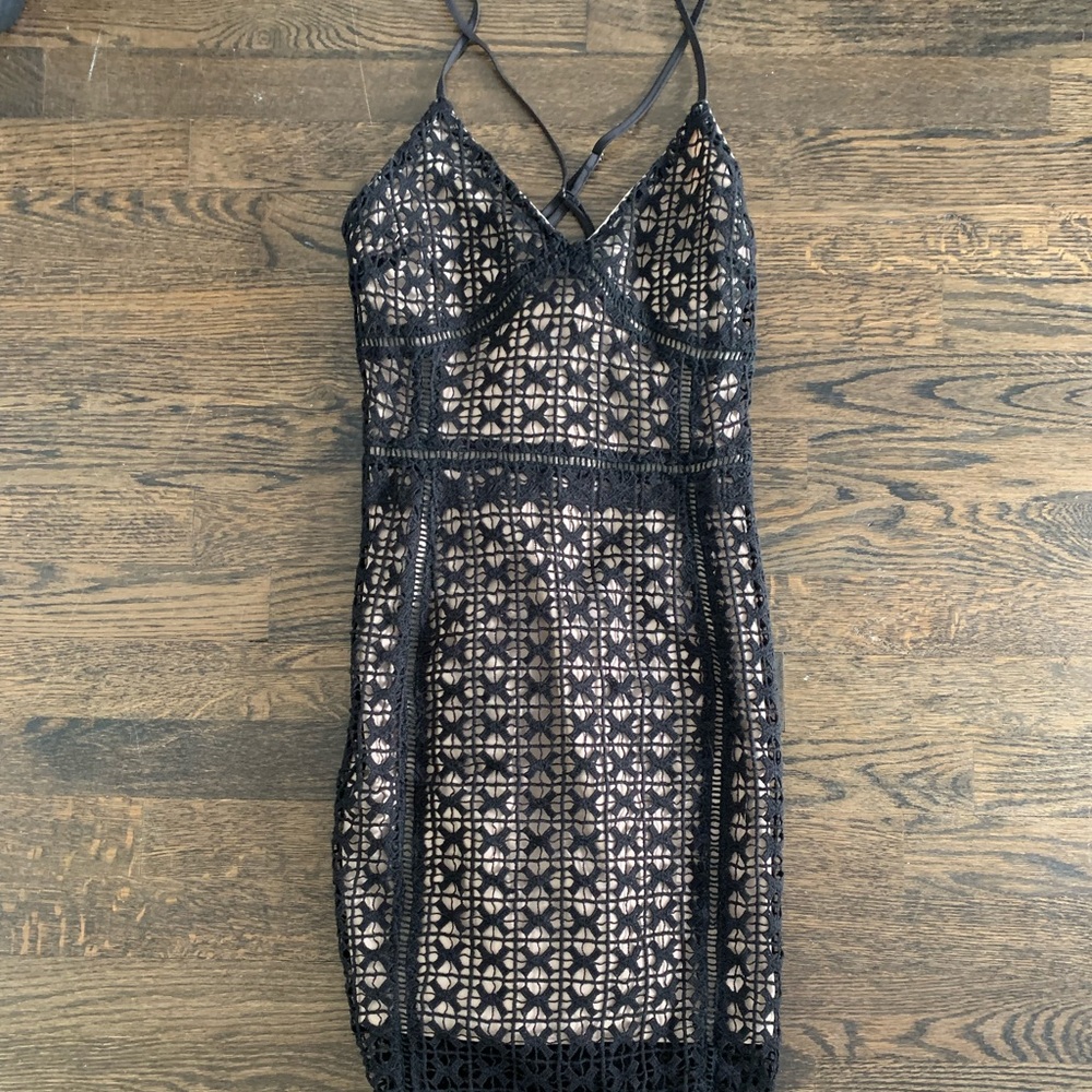 J.O.A. black lace overlay dress, size medium